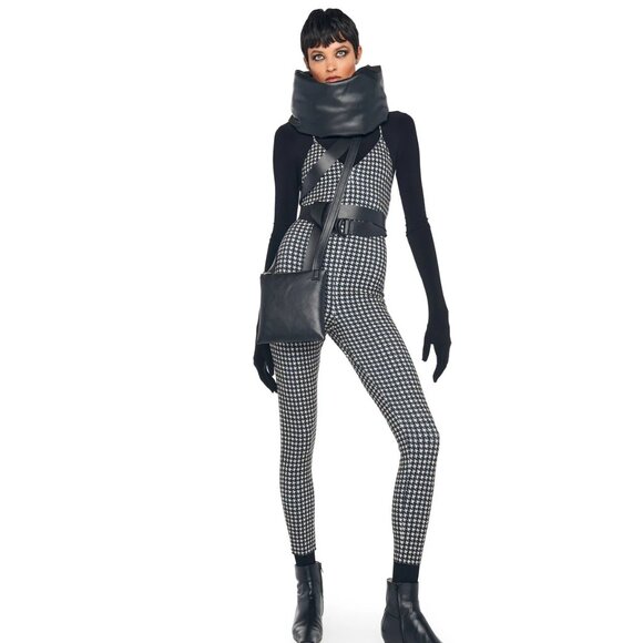 Norma Kamali Low Back Fara Slip Catsuit in Medium Houndstooth Medium New Womens - Picture 13 of 15